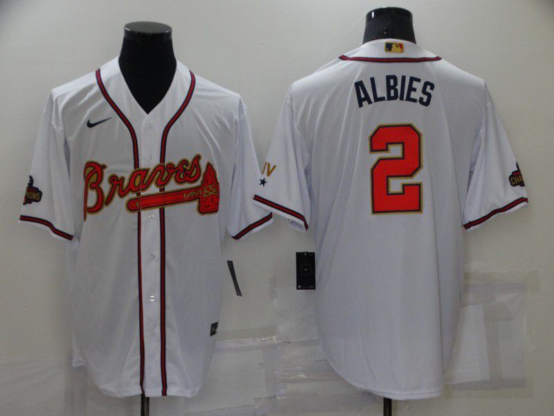 Men Atlanta Braves #2 Albies White Gold Game Nike 2022 MLB Jersey->minnesota twins->MLB Jersey